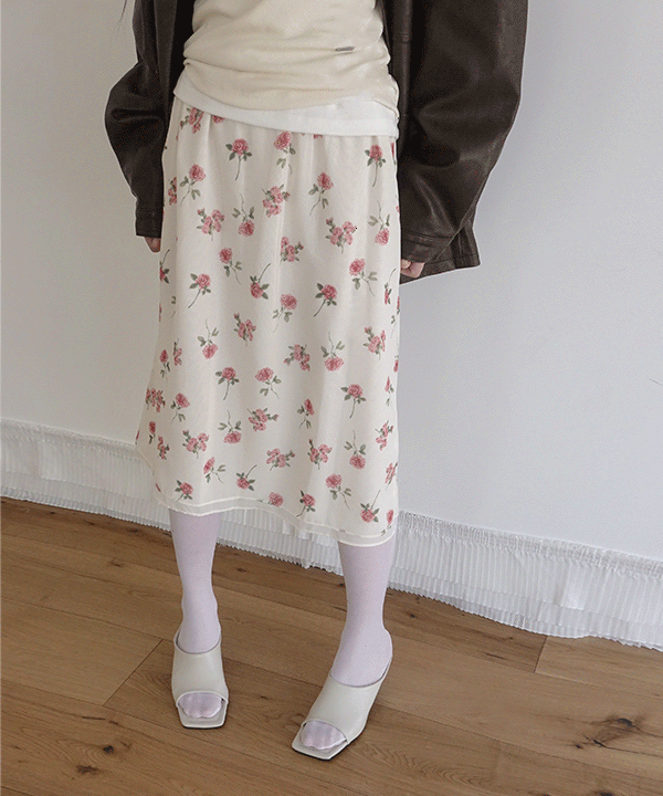 모렌트 데어드 플라워 밴딩 스커트