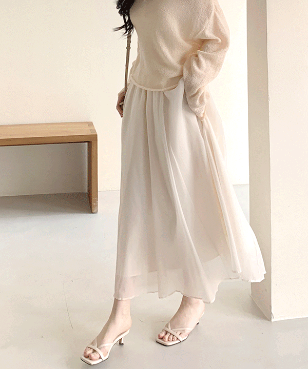 퍼빗 아를린 쉬폰 시스루 발레리나 스커트 - 2color