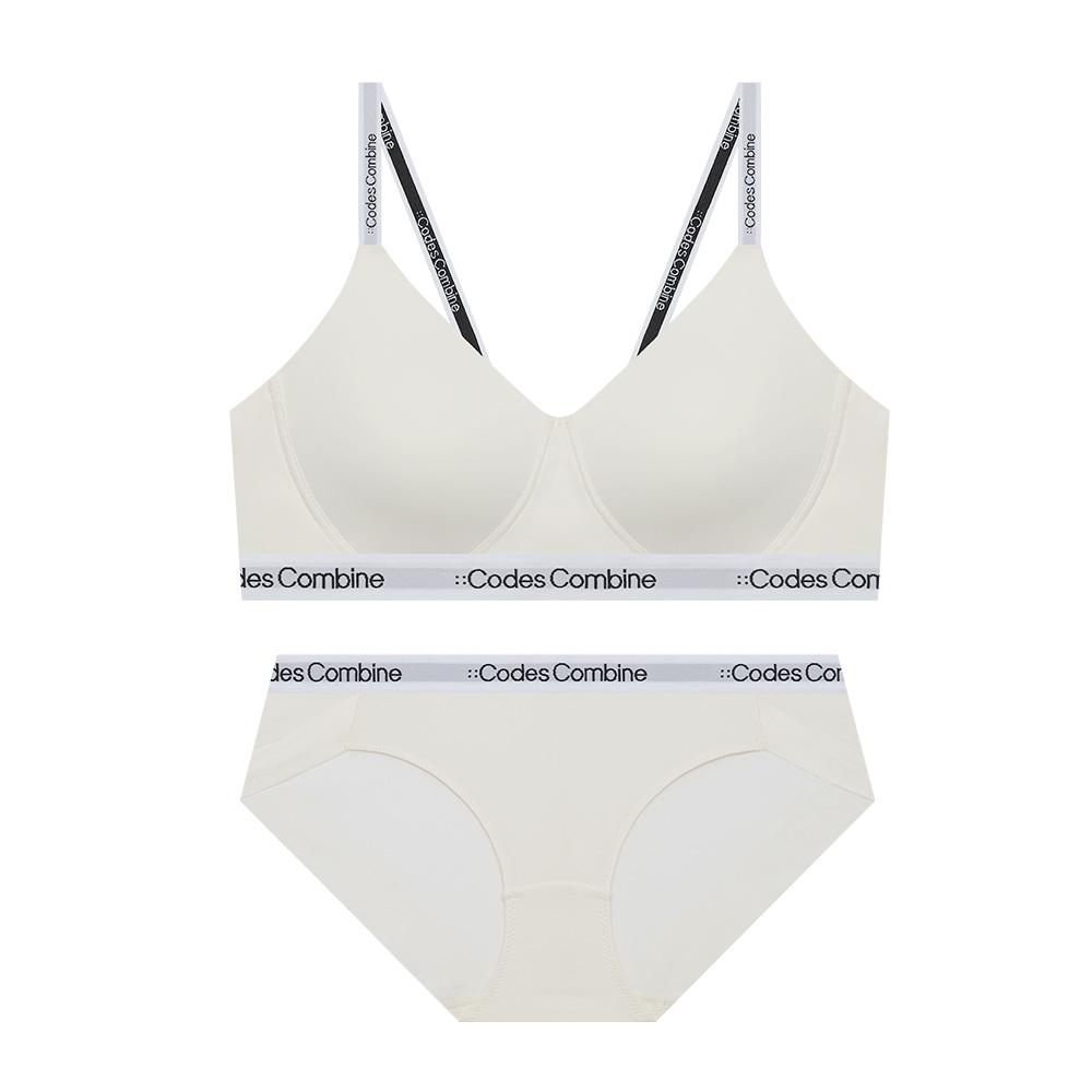 코데즈컴바인이너웨어 라이트 플렉서블 노와이어 브라 팬티 세트_크림