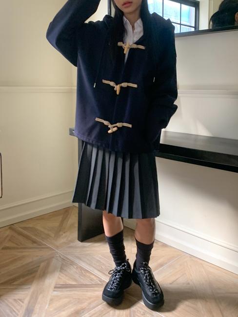 시프트에잇 [30%할인] 히치 미디 플리츠 스커트 2color