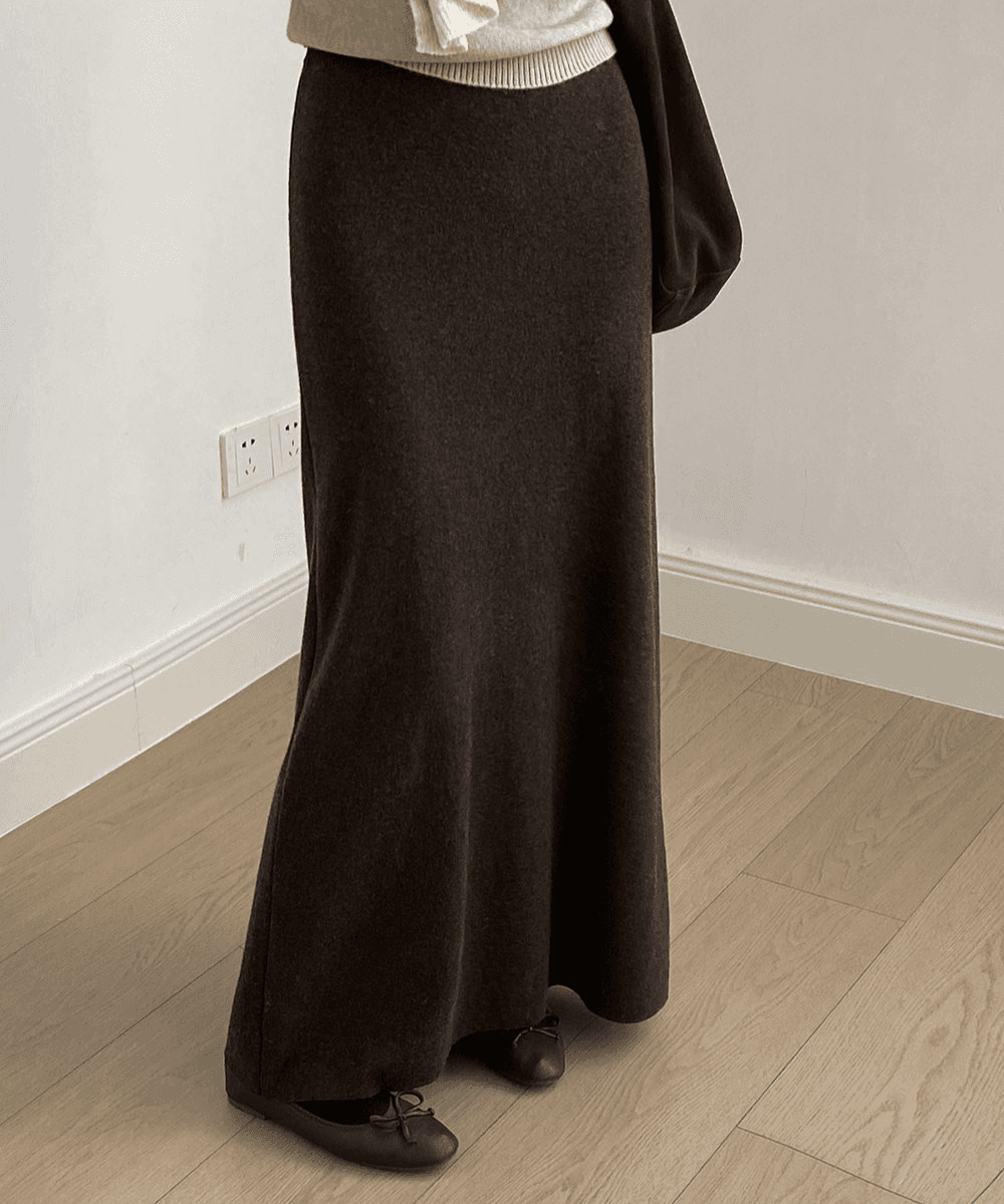 프렌치즈 [흐르는실루엣✨] 기모 맥시 롱스커트 -4colors