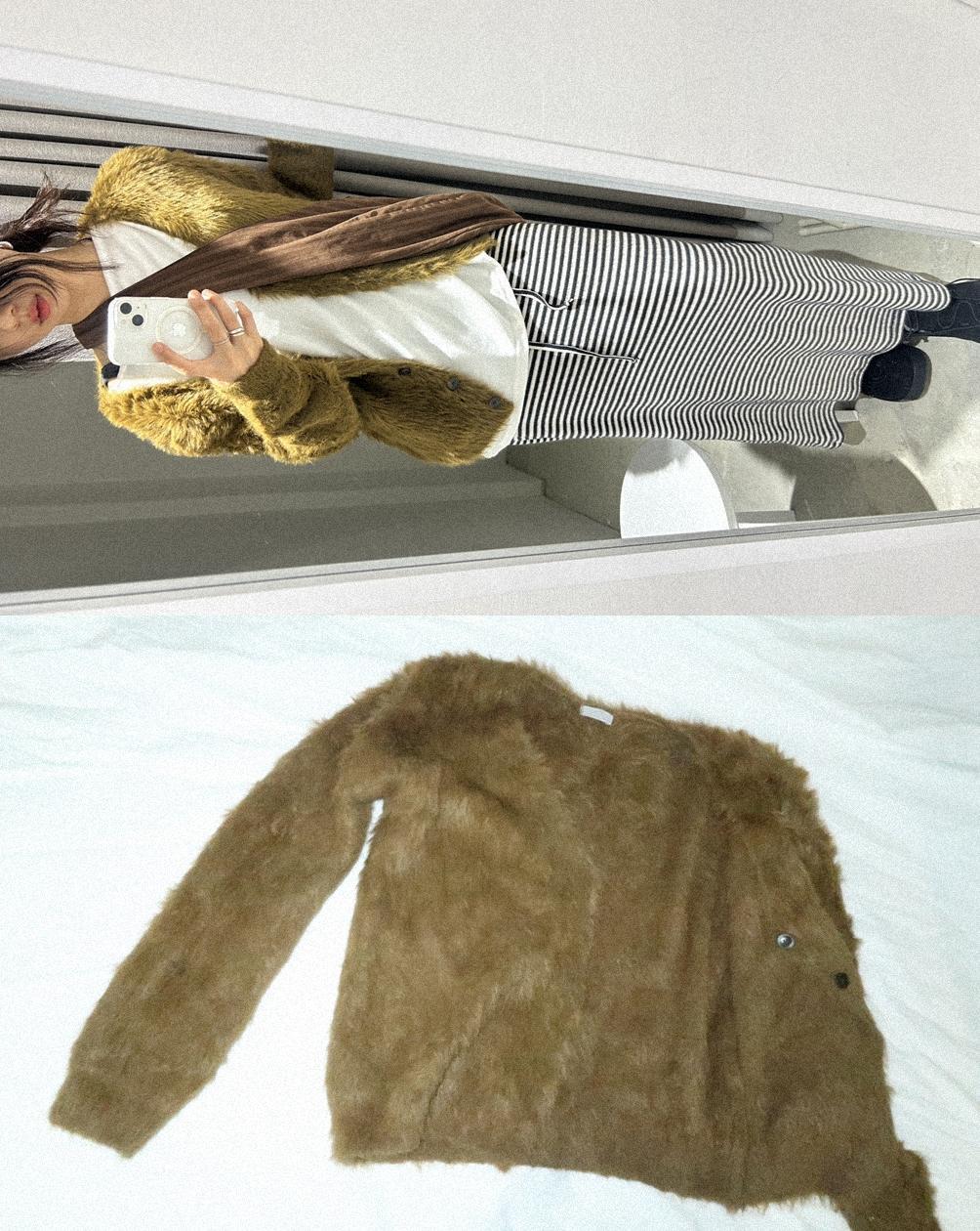 뮤로우 WW SOFT CAMEL FUR CARDIGAN