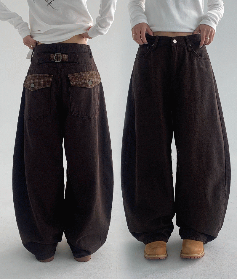 언타일 피즈 체크 커브드 기모 코튼팬츠 ▶ '언타일' 스토어에 있습니다.