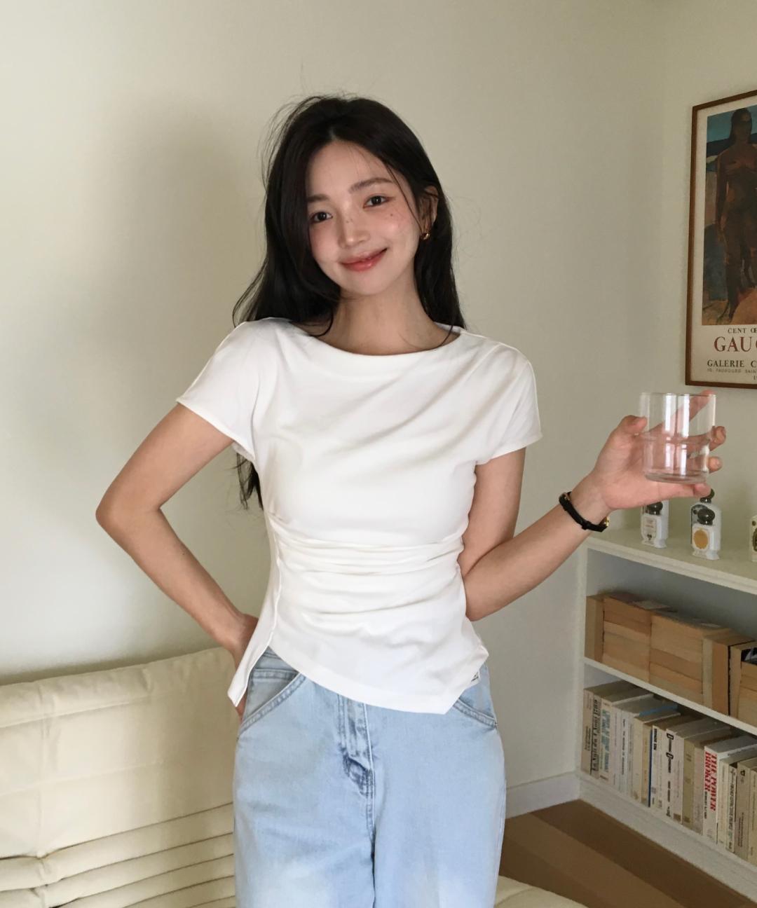 아틀리에나인 [여울PICK](Z-BL-4225)LOND WAIST TUCK BLOUSE