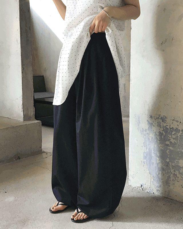 페트리코어 당일출고🚀[300g/여름팬츠🌊] 라이트 핀턱 코튼 투웨이 밴딩 팬츠(5color)