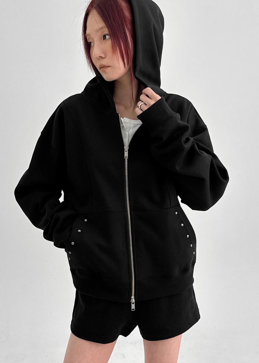 블랙업 [2천장판매] [MADE] 플레인 코튼 후드 집업