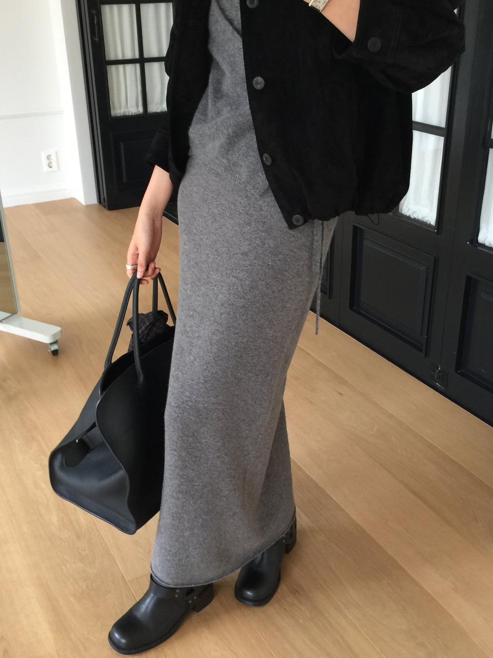 우아 (블랙당일/고퀄)캐시미어 홀가먼트 스커트 니트 롱 밴딩 스판 치마