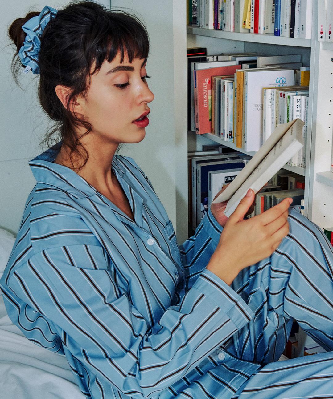 오프아워 모카베일 코튼블렌드 긴팔 잠옷 세트