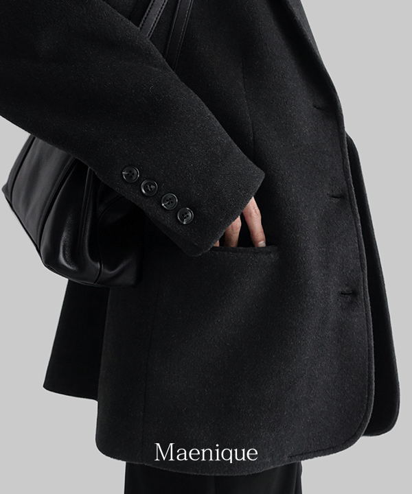 매니크 [MNQ] 알랭 3버튼 오버핏 울 미디 자켓 (UNISEX)