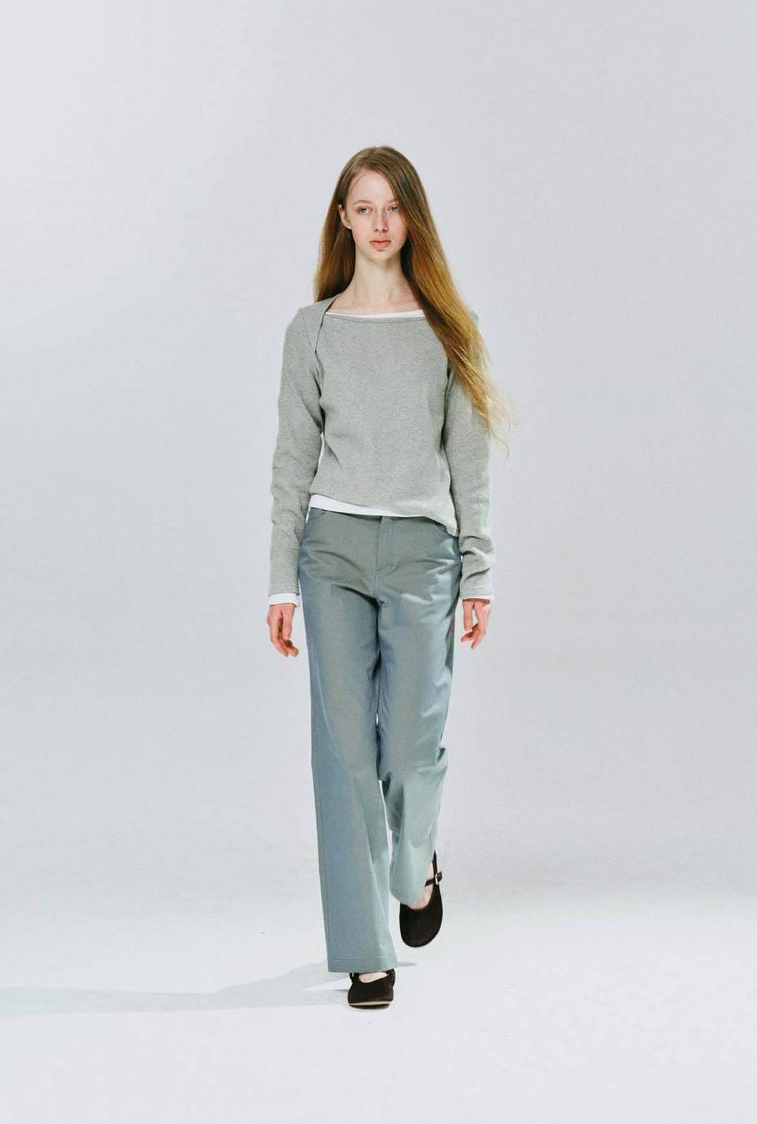 COATED SLIM FIT PANTS (SILVER GREY)