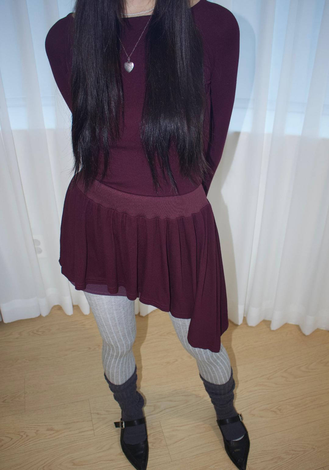 unbalance frill mini dress top (3c)