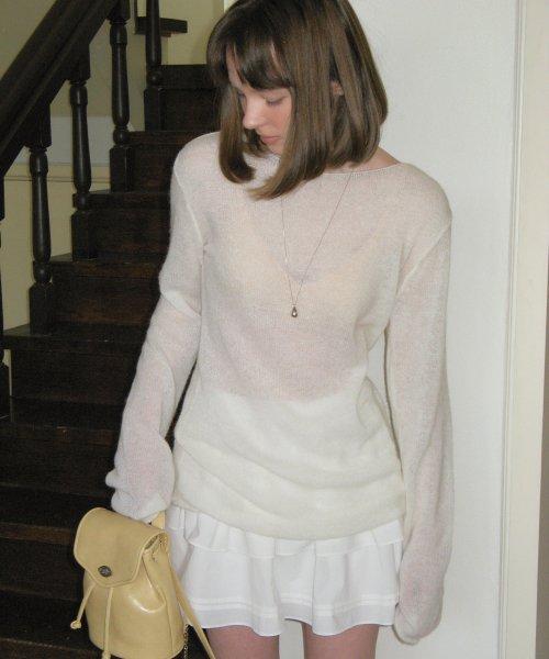 See-through long sleeve knit - ivory