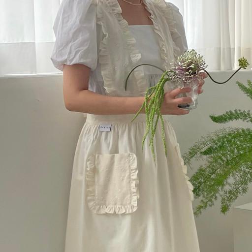브이프릴 아이보리 레이스 앞치마 / 자체제작 에이프런