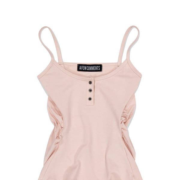 Metal button shirring tank top pink