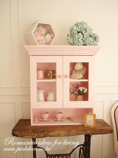 쉐비 핑크 작은 장식장/욕실장