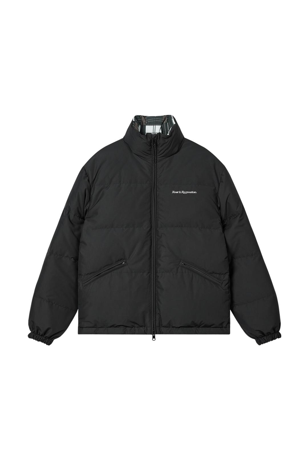 REVERSIBLE CHECK DOWN JACKET - BLACK