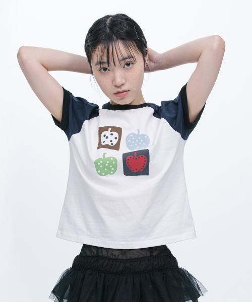 오헤시오(OHESHIO)  APPLE RAGLAN T-SHIRT, WHITE - 사이즈 & 후기 | 무신사