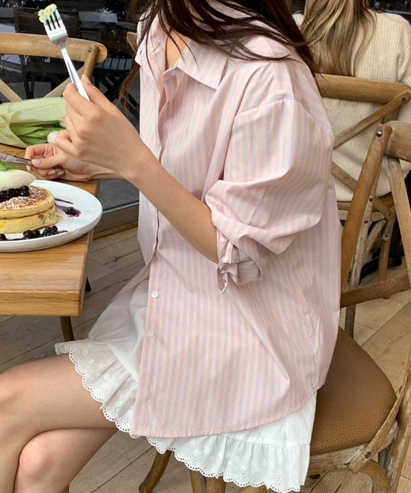 리얼코코 [단독] [봄🌸/컬러추가!/made] 메이킹 스트라이프 셔츠 - 7 Color (하객룩/출근룩/긴팔/오버핏/루즈핏/데일리/드뮤어룩/데이트룩/레이어드/단가라/핑크/벚꽃룩)