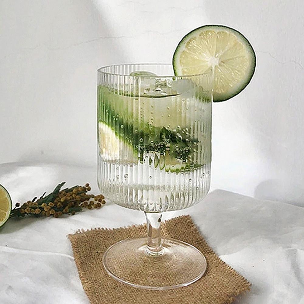 홈카페 유리컵 샤베트 플리츠 타워 고블렛잔 예쁜 와인잔 300ml 집들이선물 컵