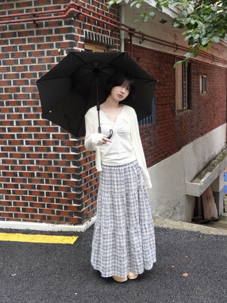 [주문폭주/7일 소요] 포그 체크 롱 스커트 (1color)