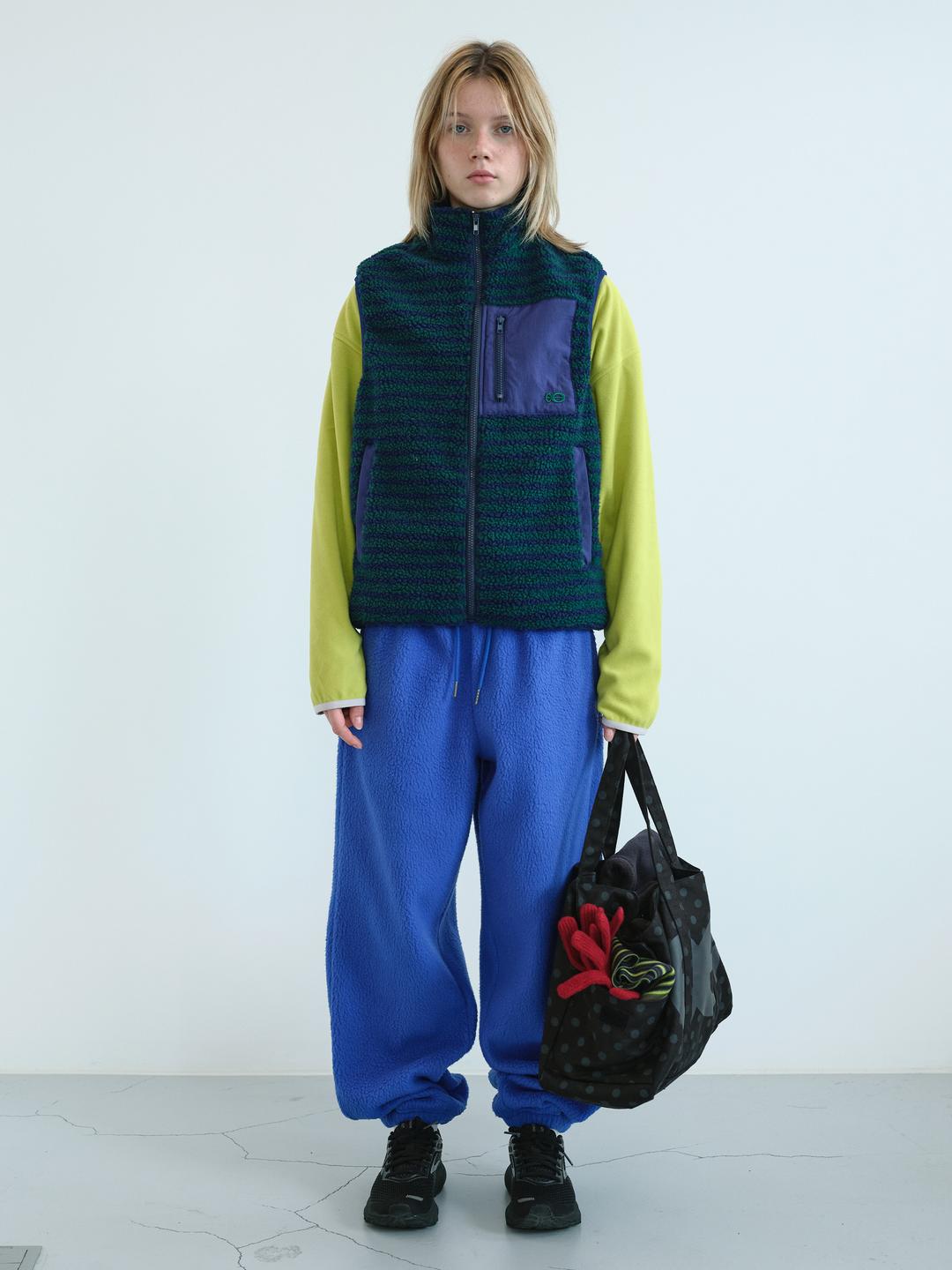 스트라이프 부클 플리스 베스트 (Deep Green)