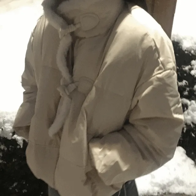 [부해보임X/포근] 코지 퍼 포인트 더블 떡볶이 패딩