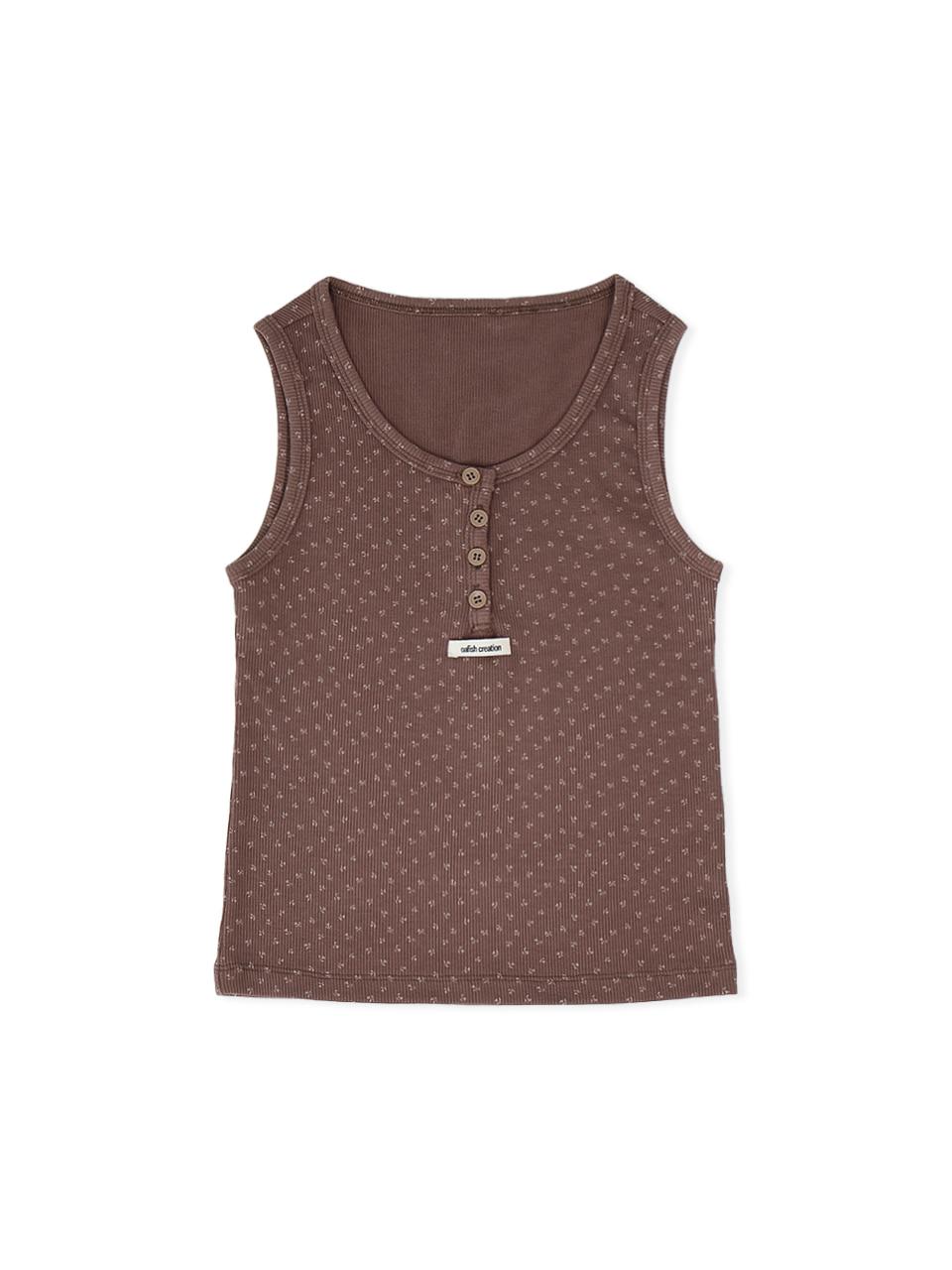 Flower Henley Sleeveless, Brown