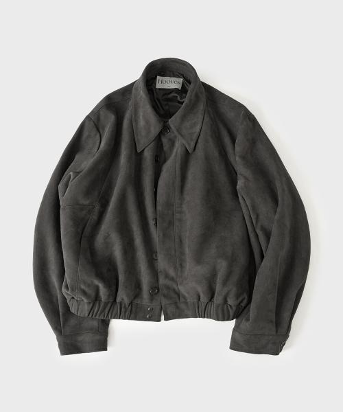 비건 스웨이드 크롭 자켓 [차콜]