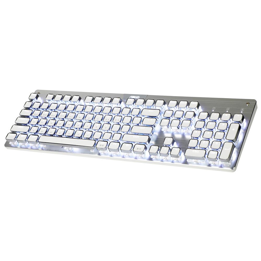 앱코 K840 스퀘어 레트로 축교환 게이밍 기계식 키보드 화이트 갈축