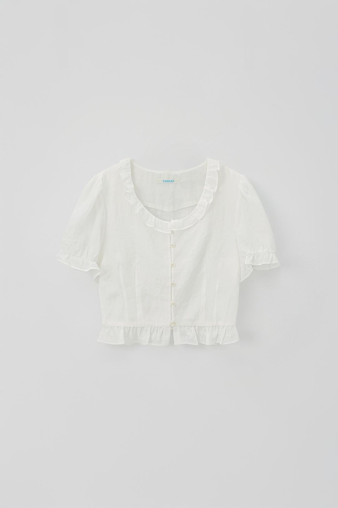 (2nd re-stock) T/T Linen ruffle cloud blouse (ivory)