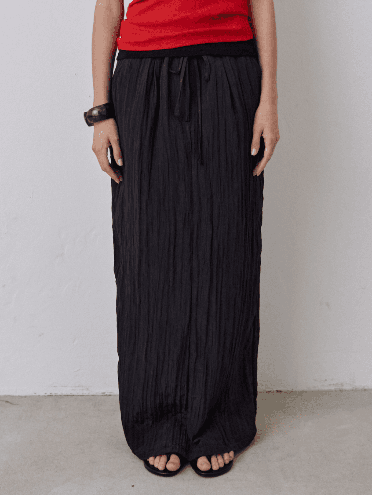 wrinkle maxi skirt [2color]