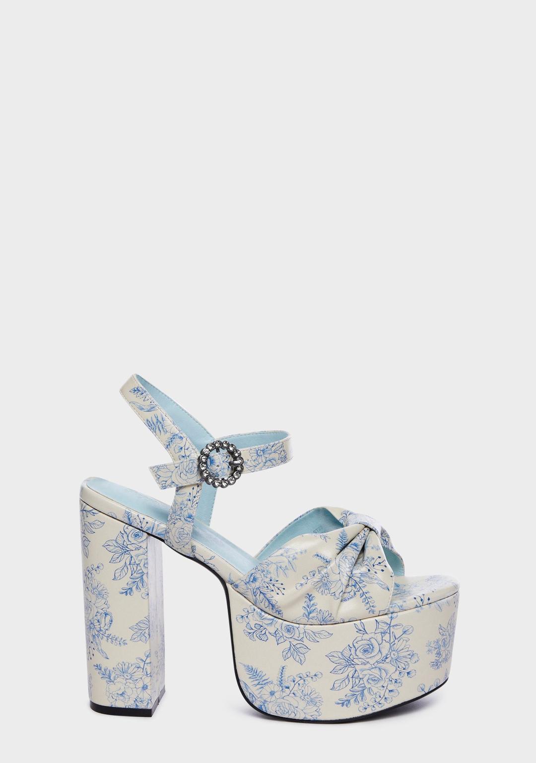 Love At Every Corner Platform Heels - White - US 5