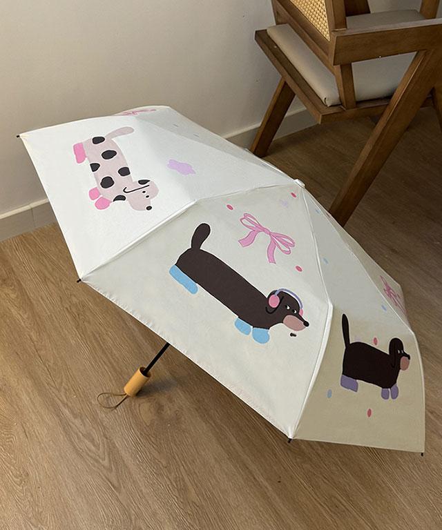 무드바이브 무드바이브 귀엽고 편한 리본 강아지 접이식 3단 수동 우산 양산 우양산 양우산 투명 휴대용 미니 경량 암막 자외선 차단