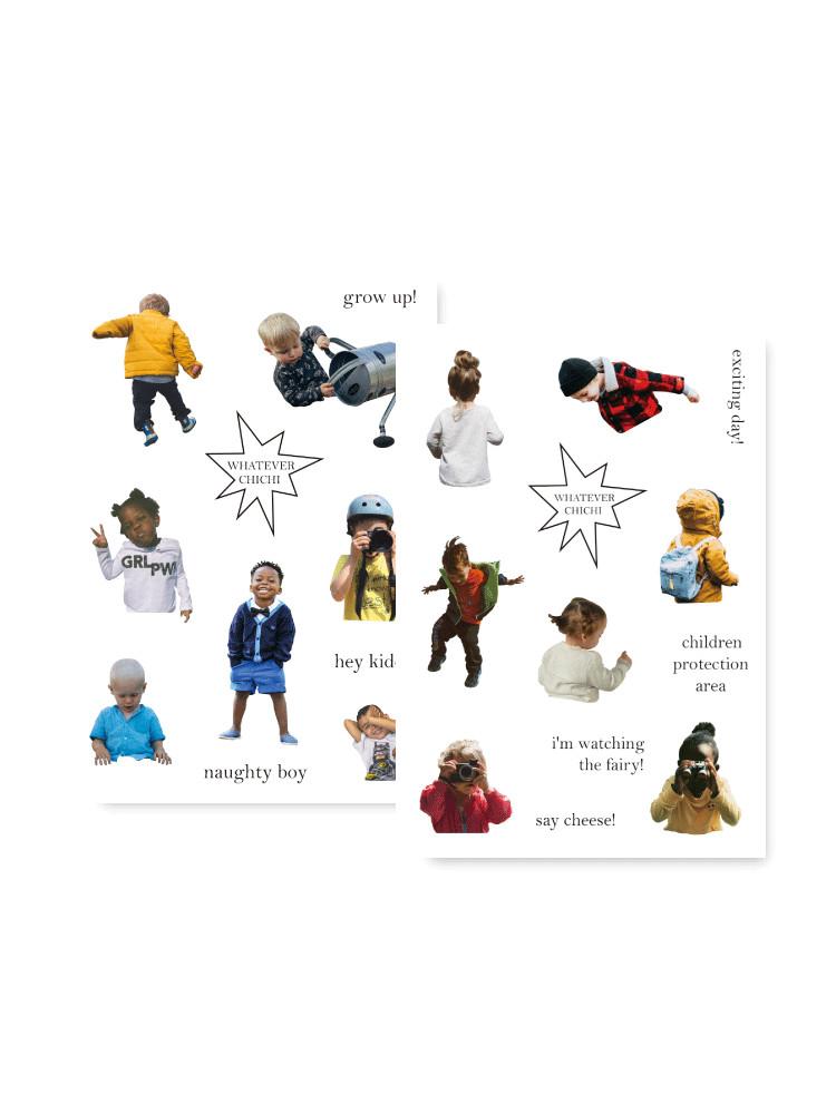 [칠드런파티 스티커] 유럽 감성 인물 사람 애기 도무송 다이어리 꾸미기 다꾸 용품 폰꾸 데코