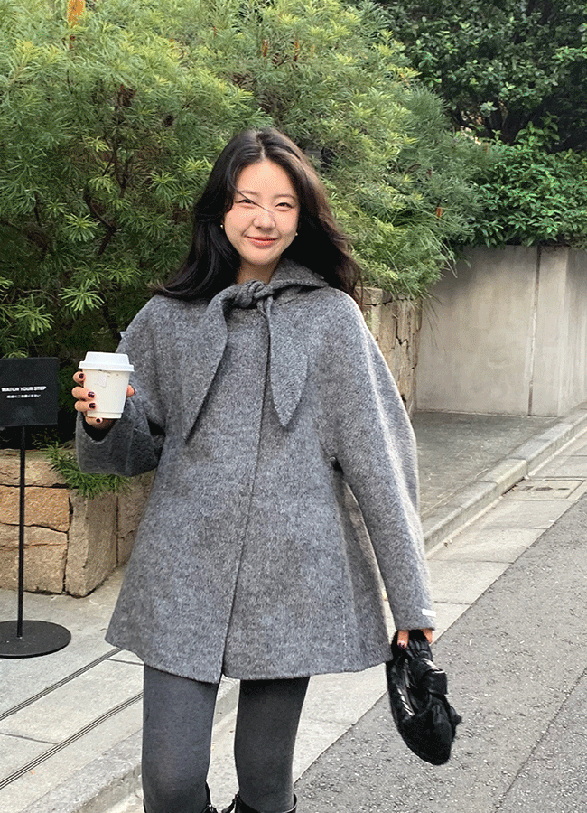 유이니 [오늘출발/울70] Scarfs handmade half coat (1color)