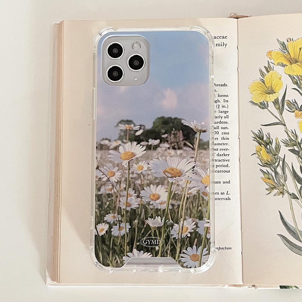 (맥세이프 젤하드 풀커버) 데이지 꽃 케이스 플라워 아이폰 15 갤럭시 Z플립5 선물
