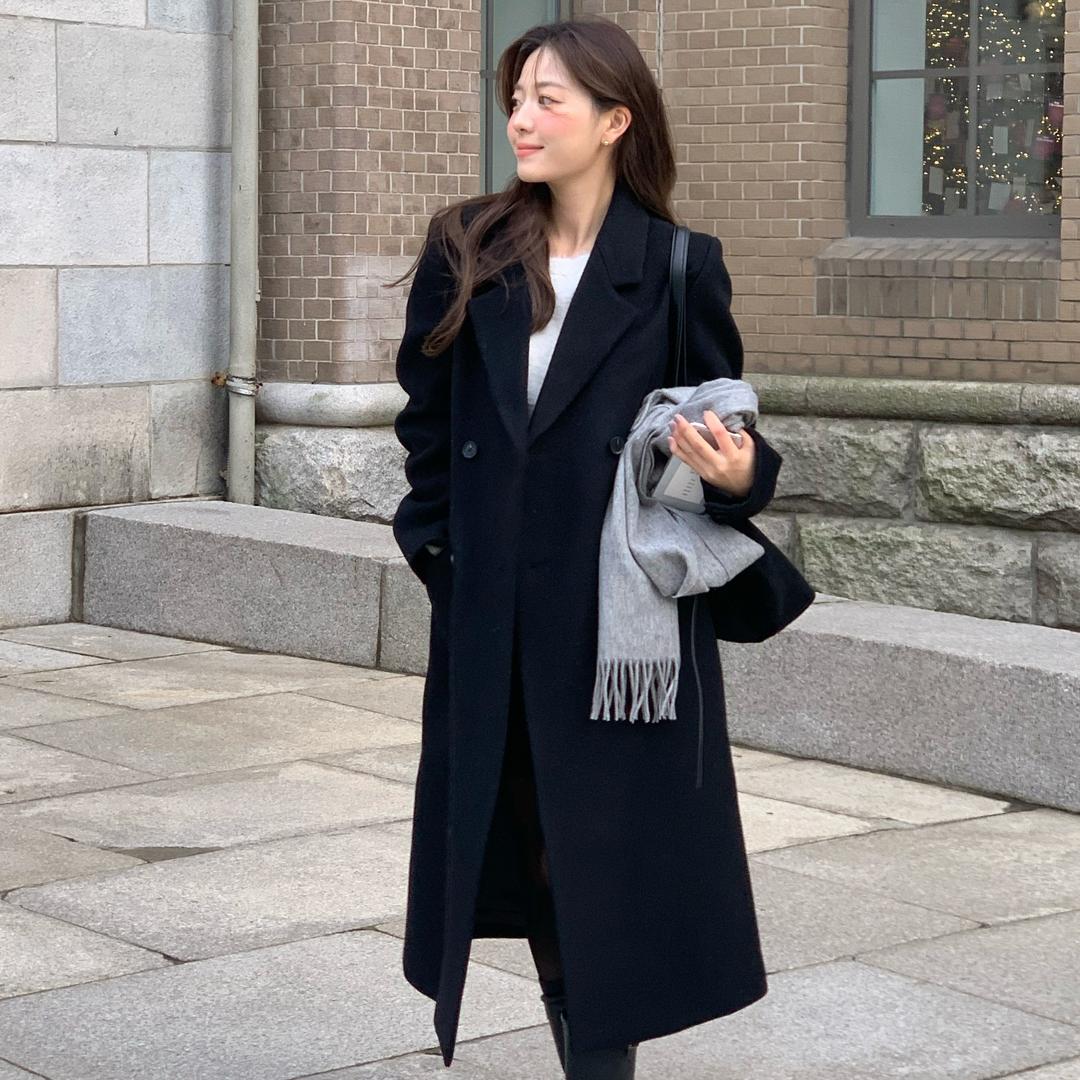 [29CM단독_혜진 착용] [4차] CASHMERE DOUBLE STAND LONG COAT_BLACK