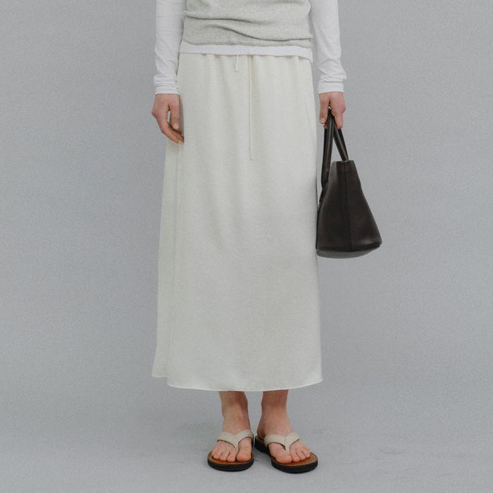 Silky drawstring skirt_2colors