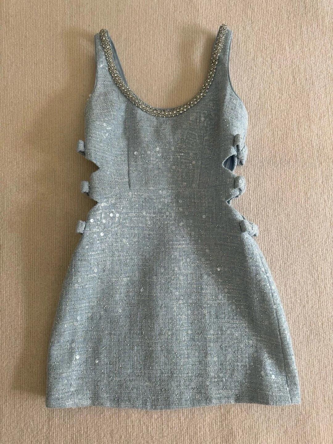 Self-Portrait Blue Sequin Cut-out Mini Dress Size UK6