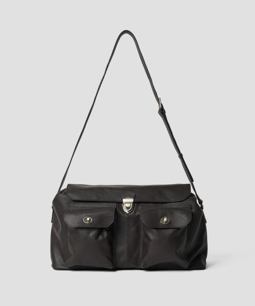 FLAP POCKET SATCHEL BAG BROWN