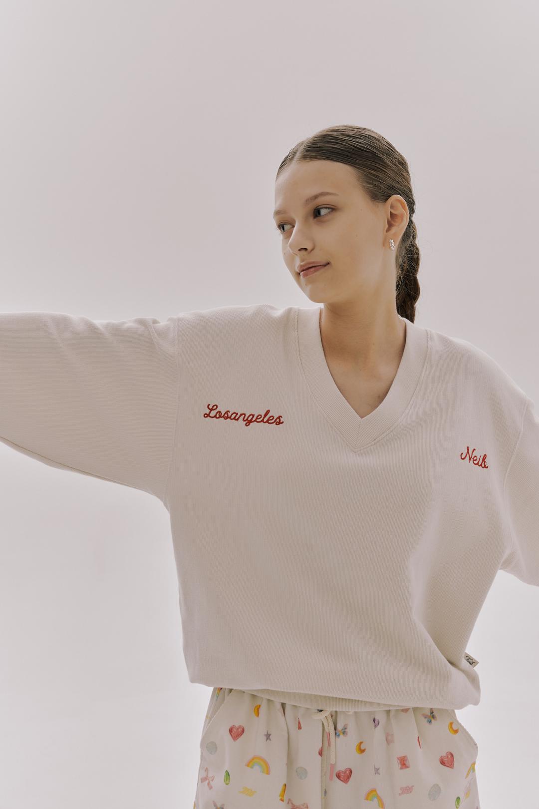 Losangeles V-neck Sweatshirt (Cream)