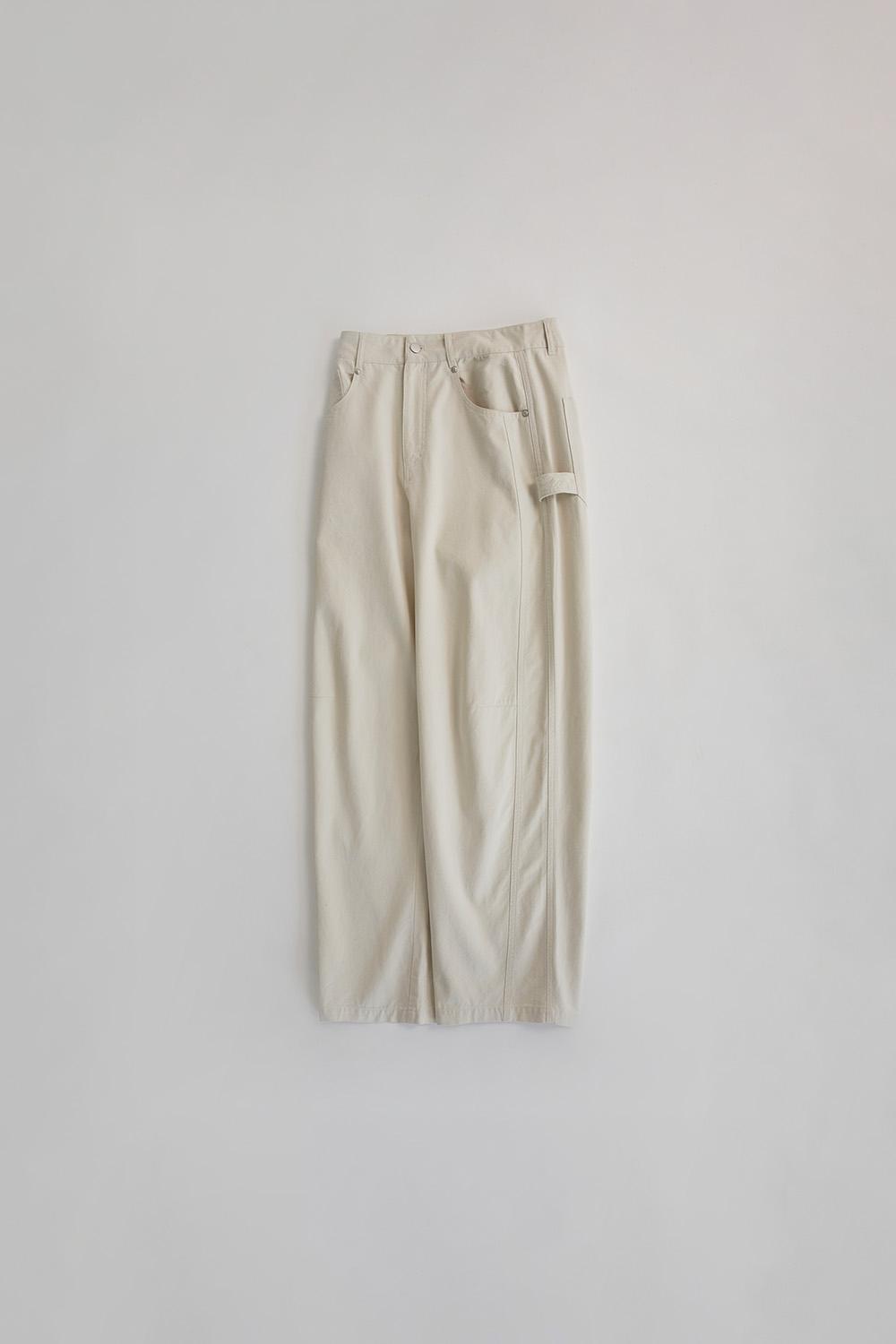 커브드 카펜터 코튼 팬츠_Cream