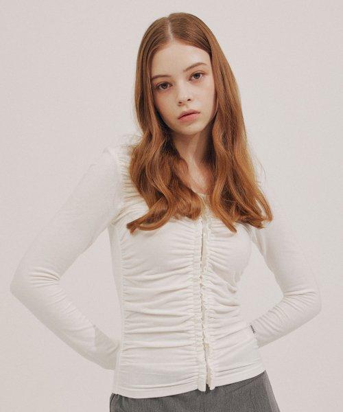 후크 셔링 티셔츠 [IVORY]