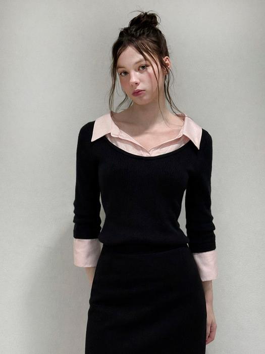 Layered sheer shirt knit