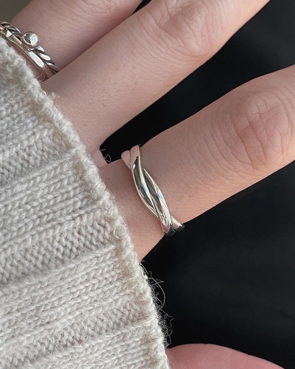 두줄 꼬임 반지 / R-115. 925 silver