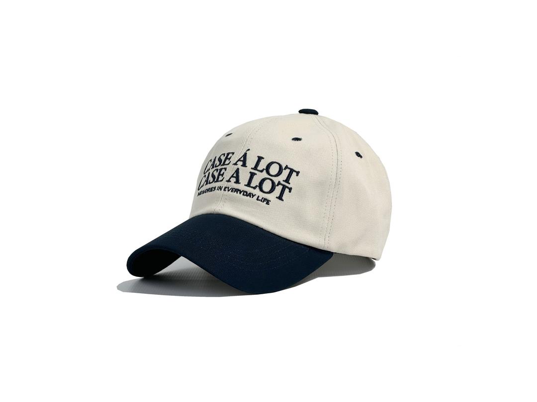 Slogon logo ball cap - beige&navy