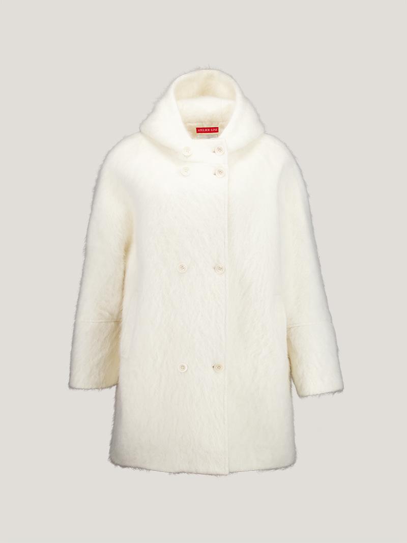 [반티아324] 캐시미어 후드 롱헤어 하프 코트