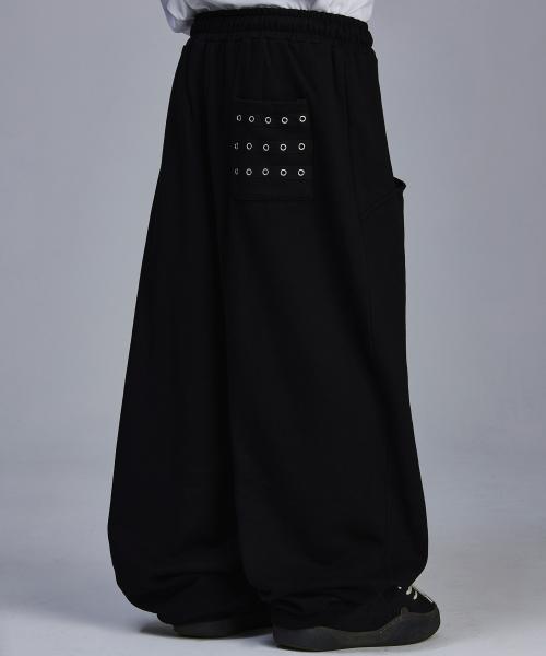 백 포켓 아일렛 스웨트 팬츠[블랙]