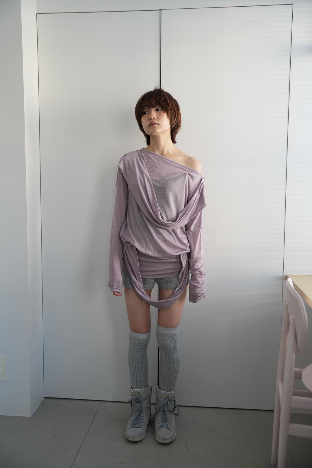 Button drape dress, purple