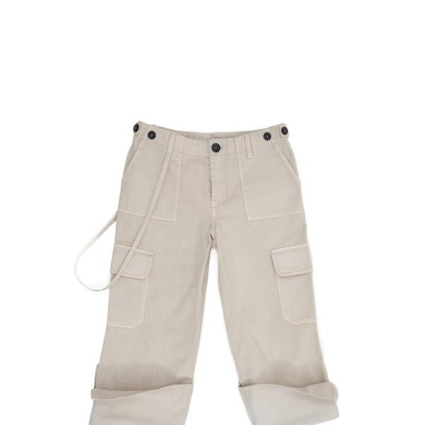 CARGO CAPRI DENIM PANTS - WASHED CHALK DENIM